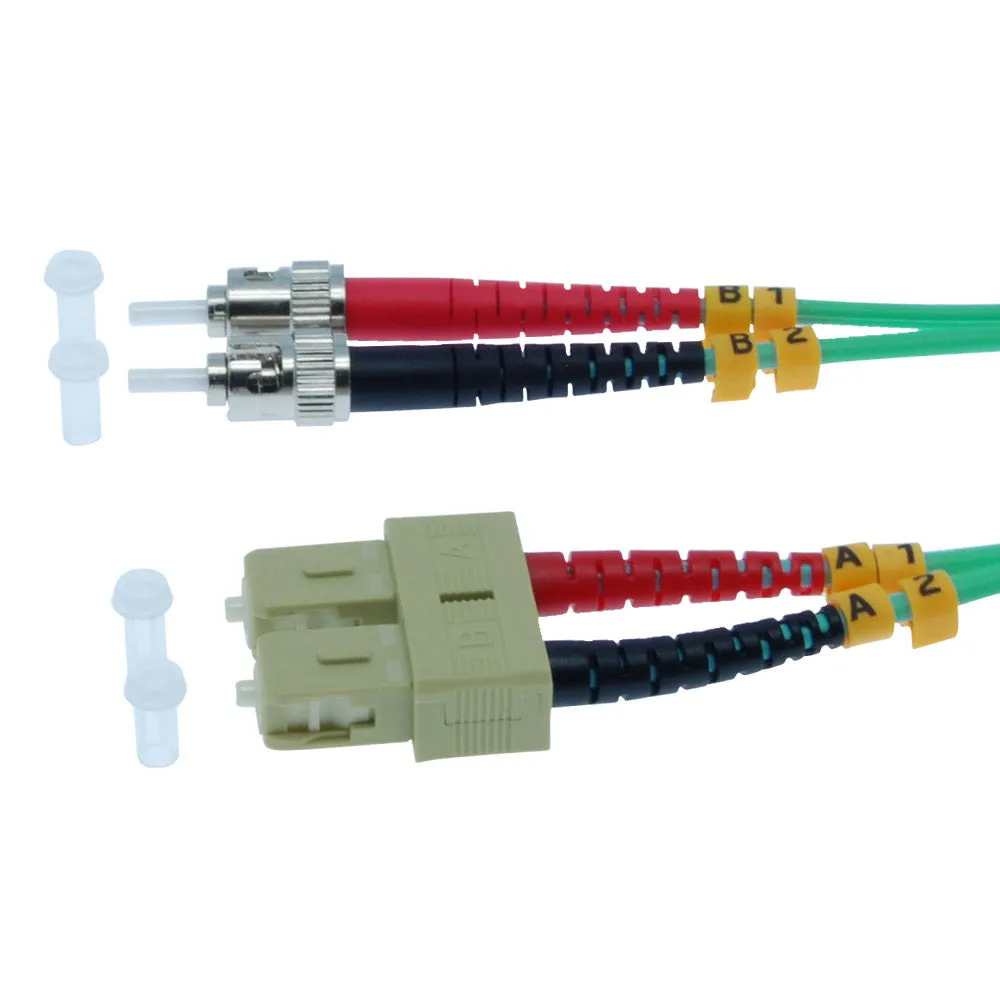 2m SC-ST 10Gb 50/125 OM3 M/M Duplex Fiber Cable Aqua Jacket