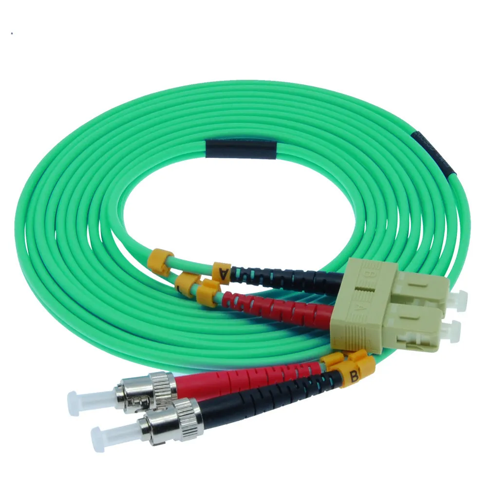 2m SC-ST 10Gb 50/125 OM3 M/M Duplex Fiber Cable Aqua Jacket