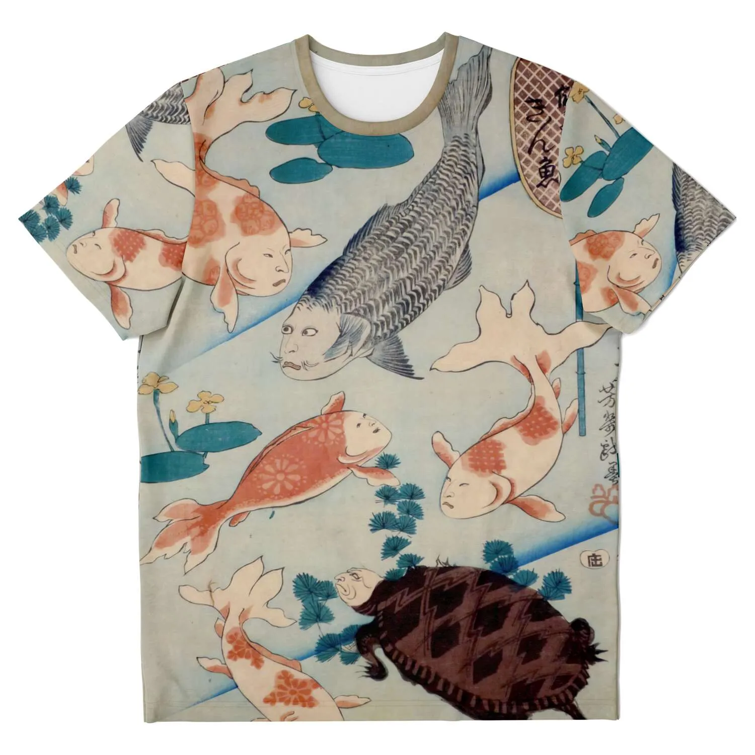 A Parody of Goldfish with Actors' Expressions (Utagawa Yoshiiku) Cute Kawaii Ukiyo-e Woodblock Print T-Shirt Tee