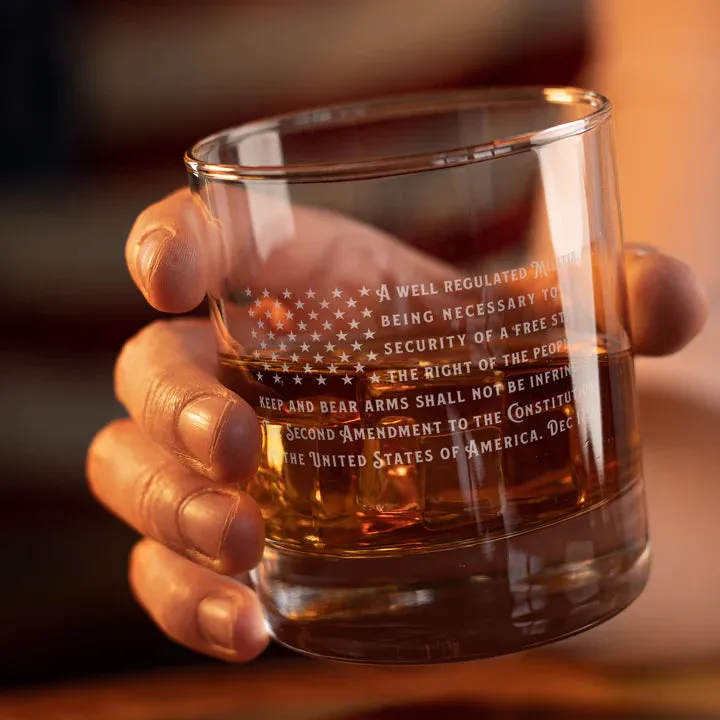 American Flag 2nd Amendment Old Fashioned Rocks Glass