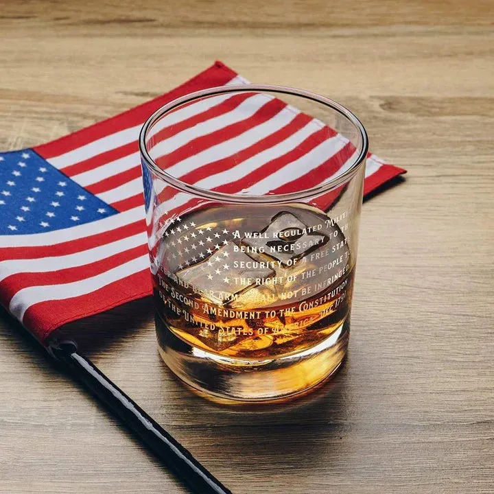 American Flag 2nd Amendment Old Fashioned Rocks Glass