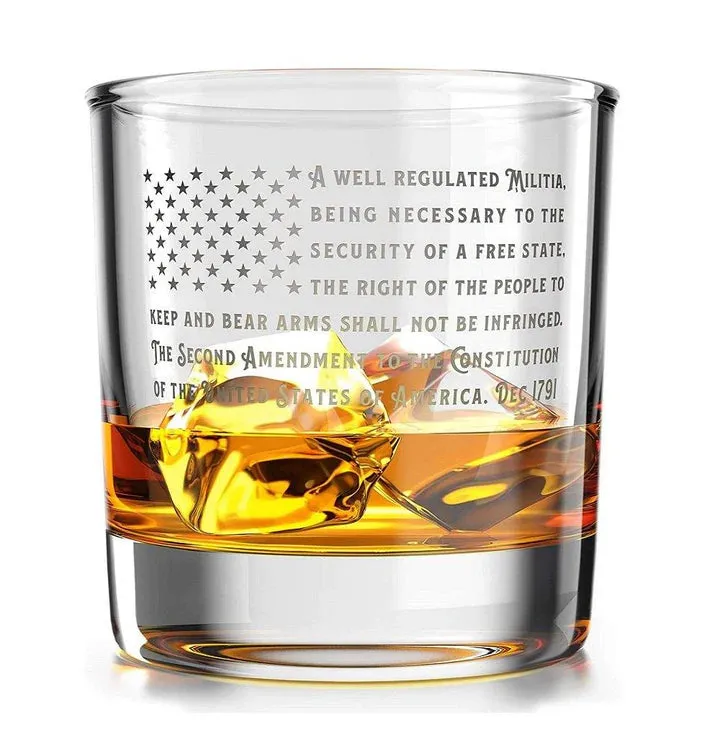 American Flag 2nd Amendment Old Fashioned Rocks Glass