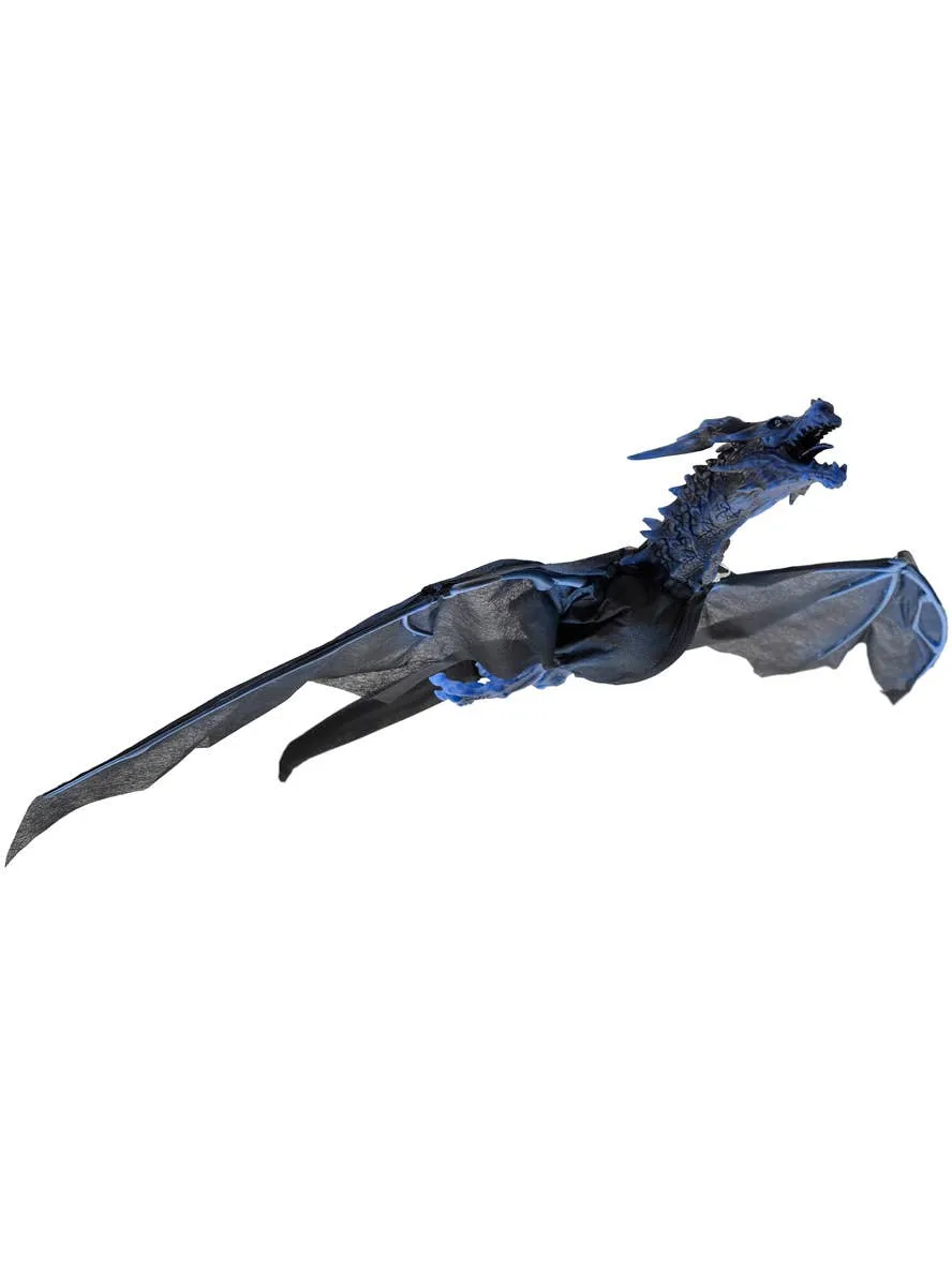 Animated Blue and Black Flying Dragon Halloween Decoration