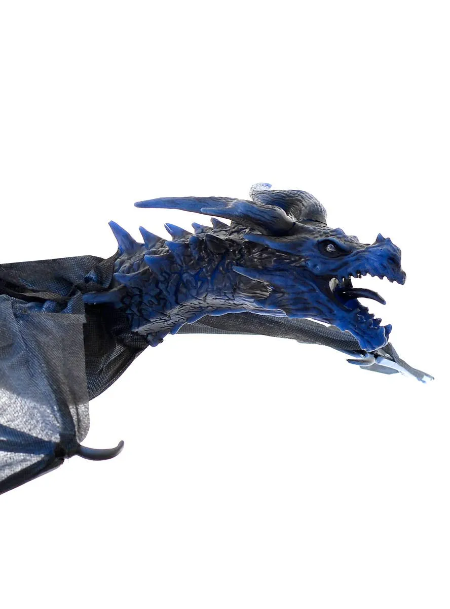 Animated Blue and Black Flying Dragon Halloween Decoration