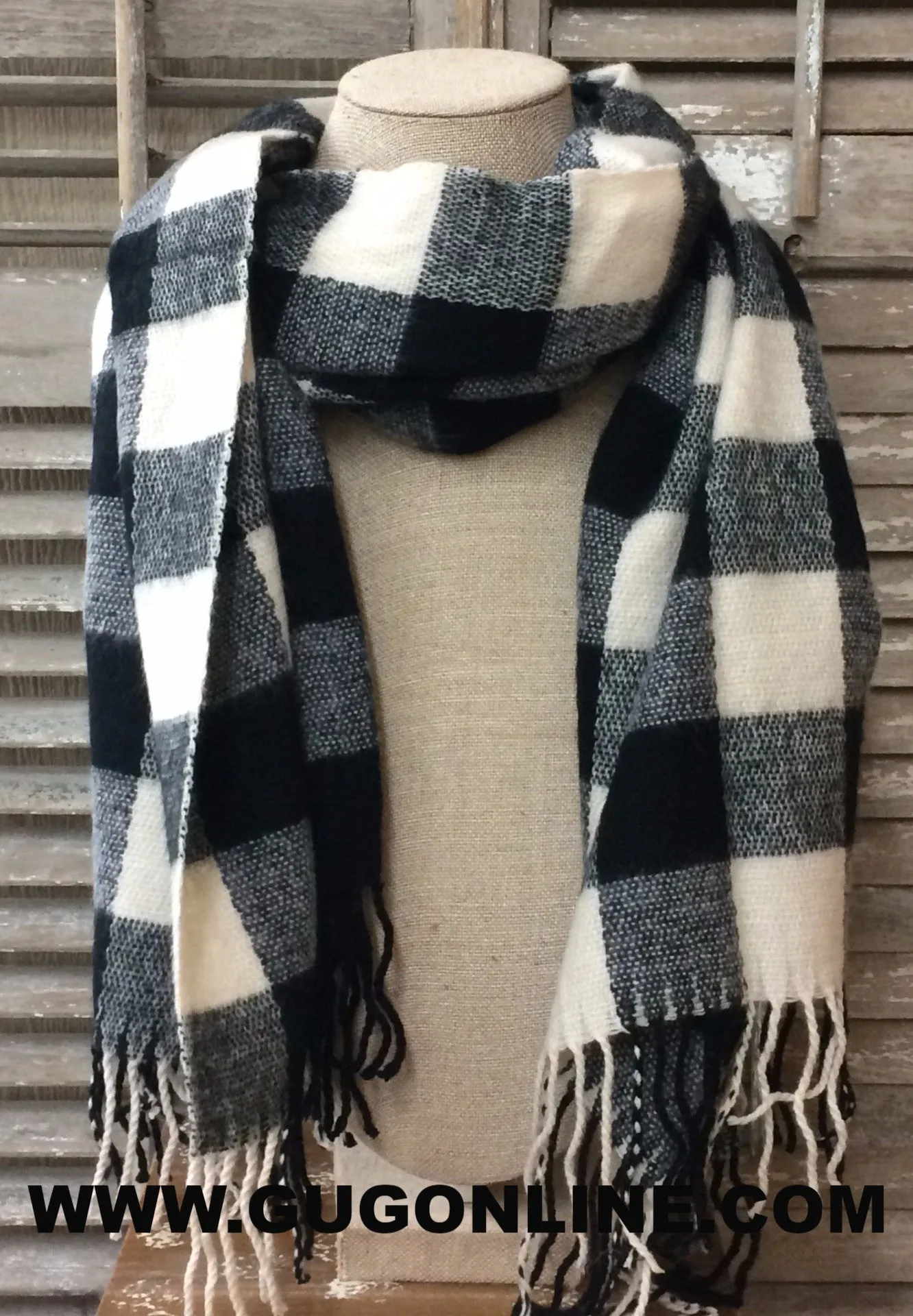 Black and Ivory Plaid Scarf | ONLY 1 LEFT!