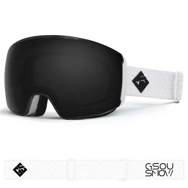 Black And White Unisex Quick Changeable Magnetic Spherical Lens Ski Goggles