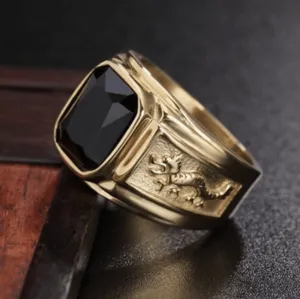 Black Crystal Lucky Dragon Ring