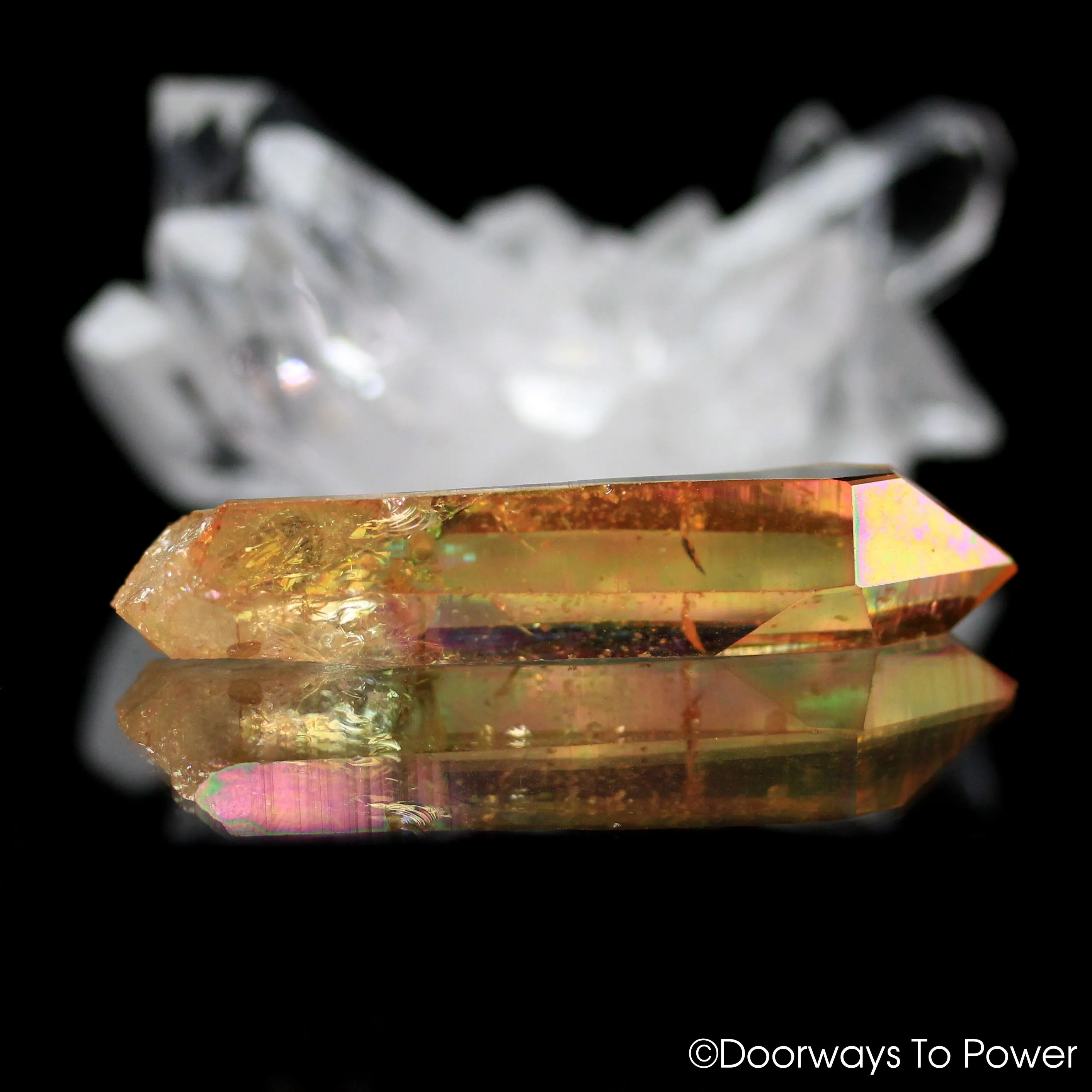 Colombian Lemurian Seed Tangerine Aura Quartz Imperial Gold Pleiaidan Starbrary Record Keeper Crystal