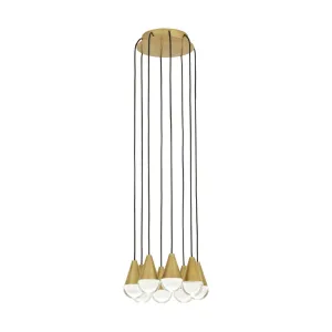 CUPOLA 8 Lights LED Chandelier 120-277V Natural Brass Finish