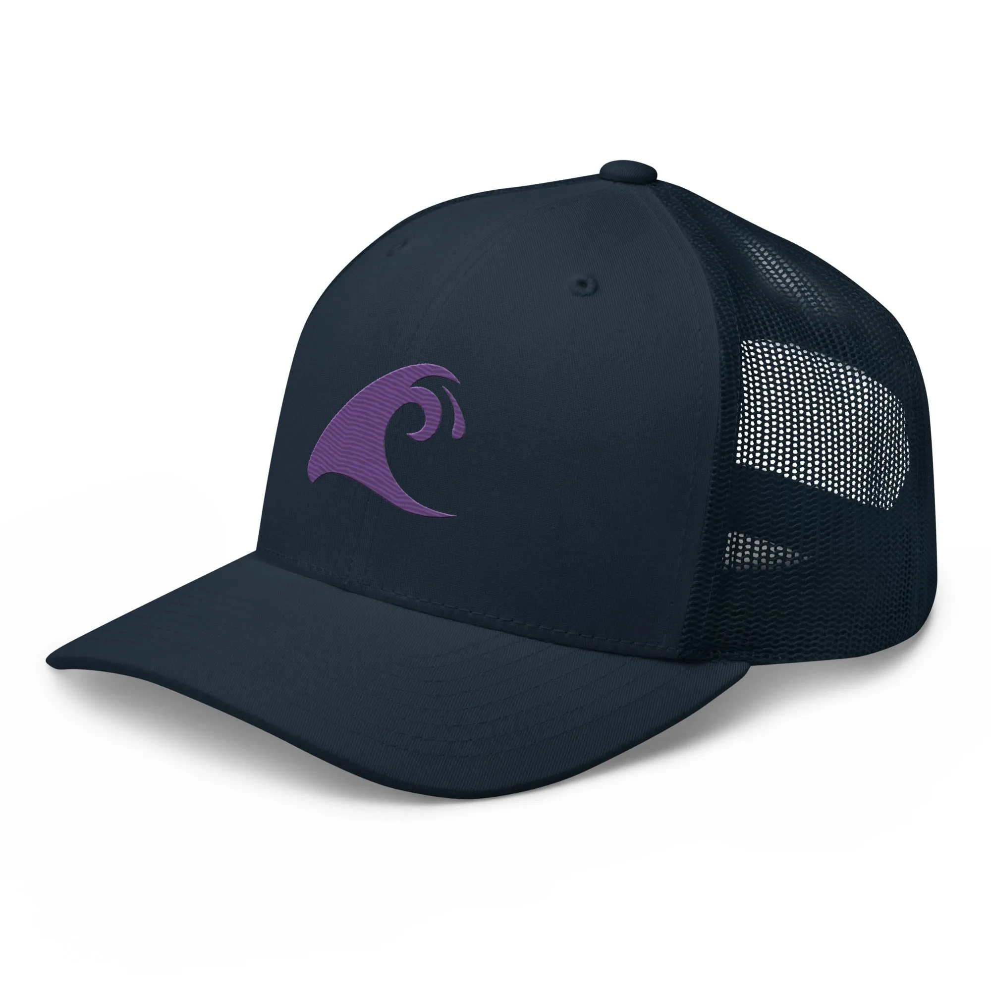 Extremely Stoked Navy Blue Trucker Cap with Purple Epic Wave Logo