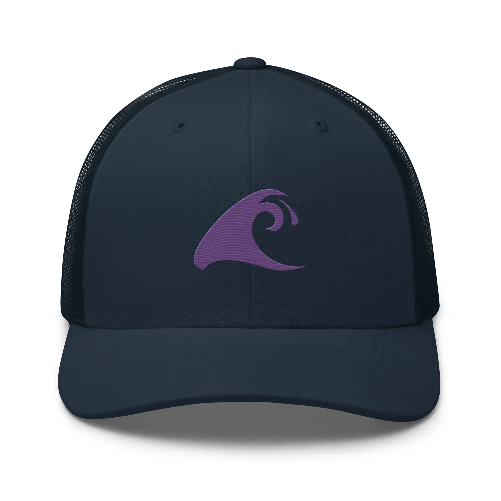 Extremely Stoked Navy Blue Trucker Cap with Purple Epic Wave Logo