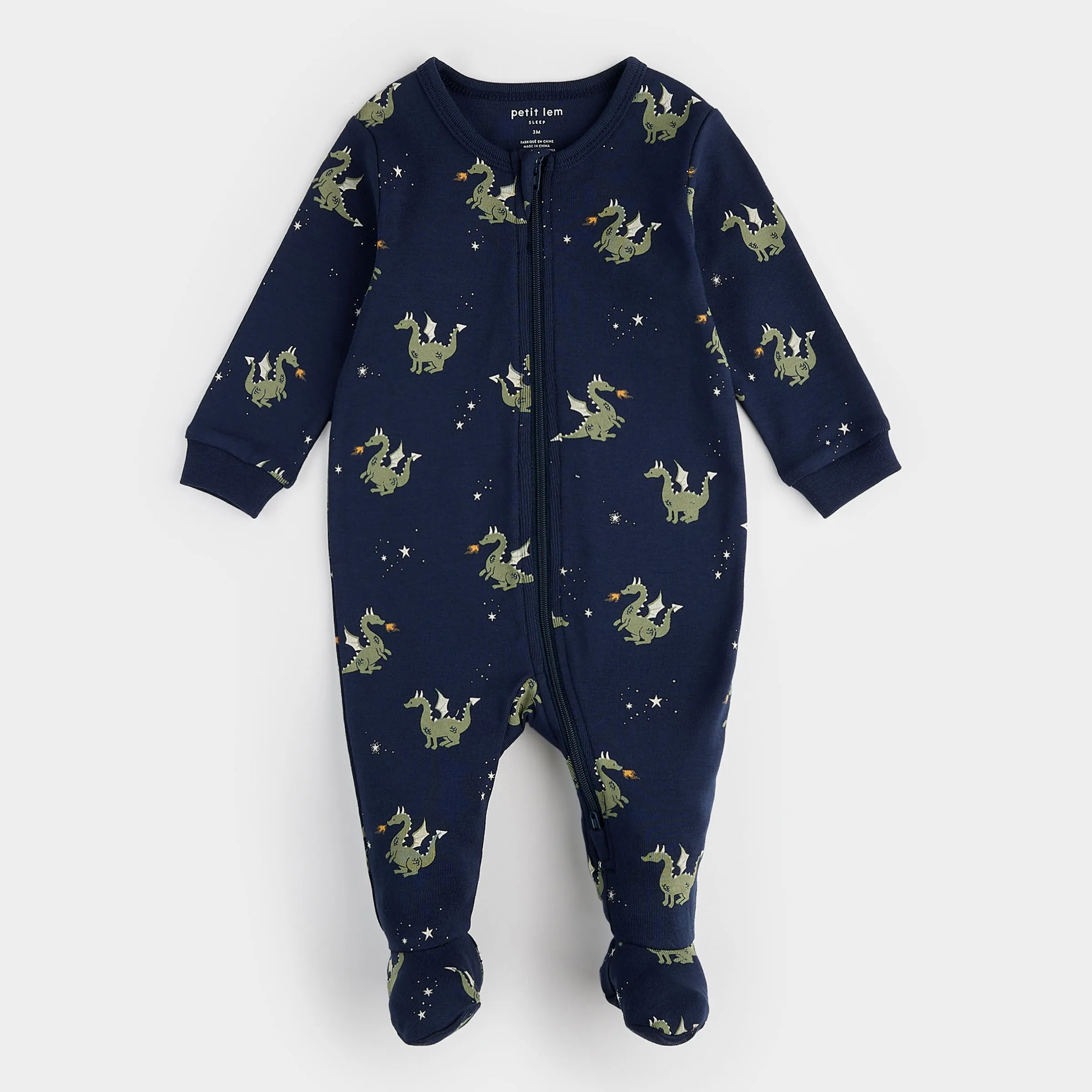 Fire-Breathing Dragon Print on Navy Blue Sleeper