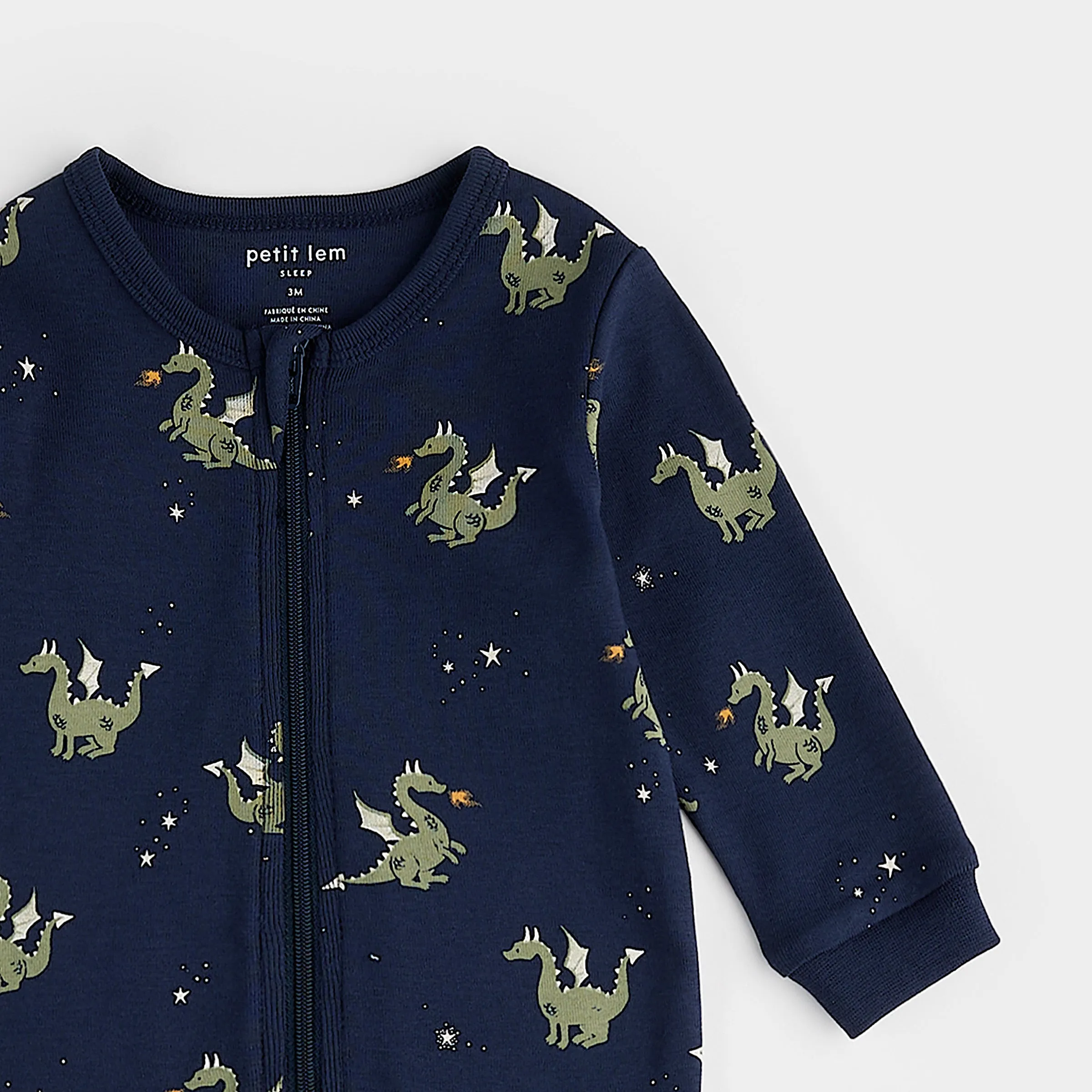 Fire-Breathing Dragon Print on Navy Blue Sleeper