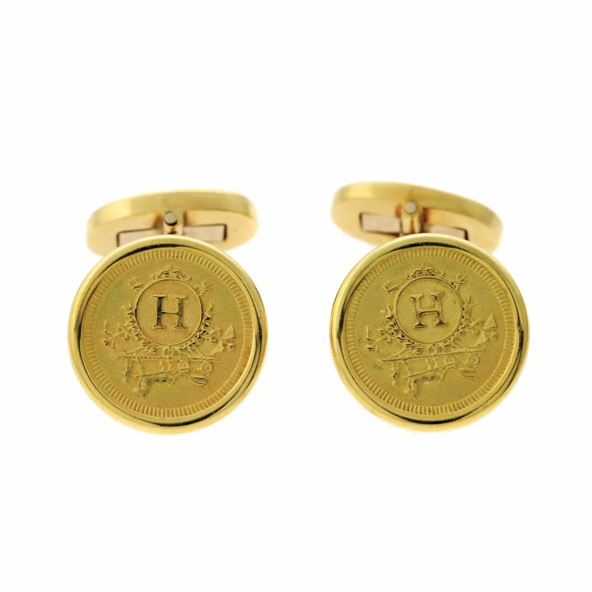 Hermes Yellow Gold Cufflinks