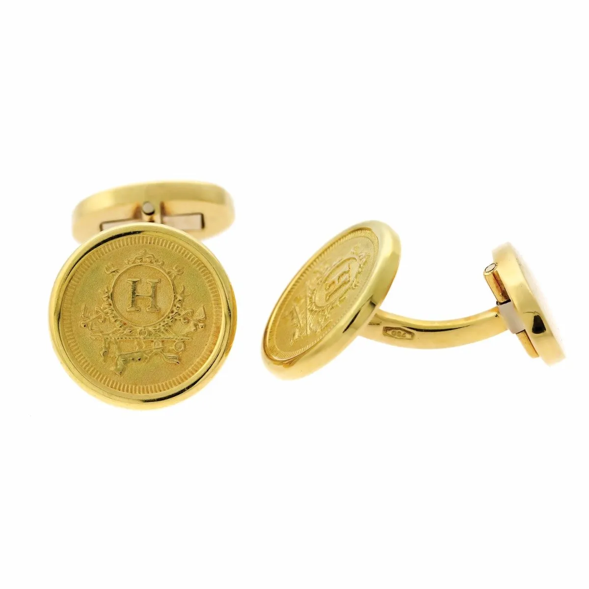 Hermes Yellow Gold Cufflinks