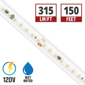 Hybrid 3 120V LED Strip Light, 150Ft Reel, 315 Lumens per Ft, 3000K