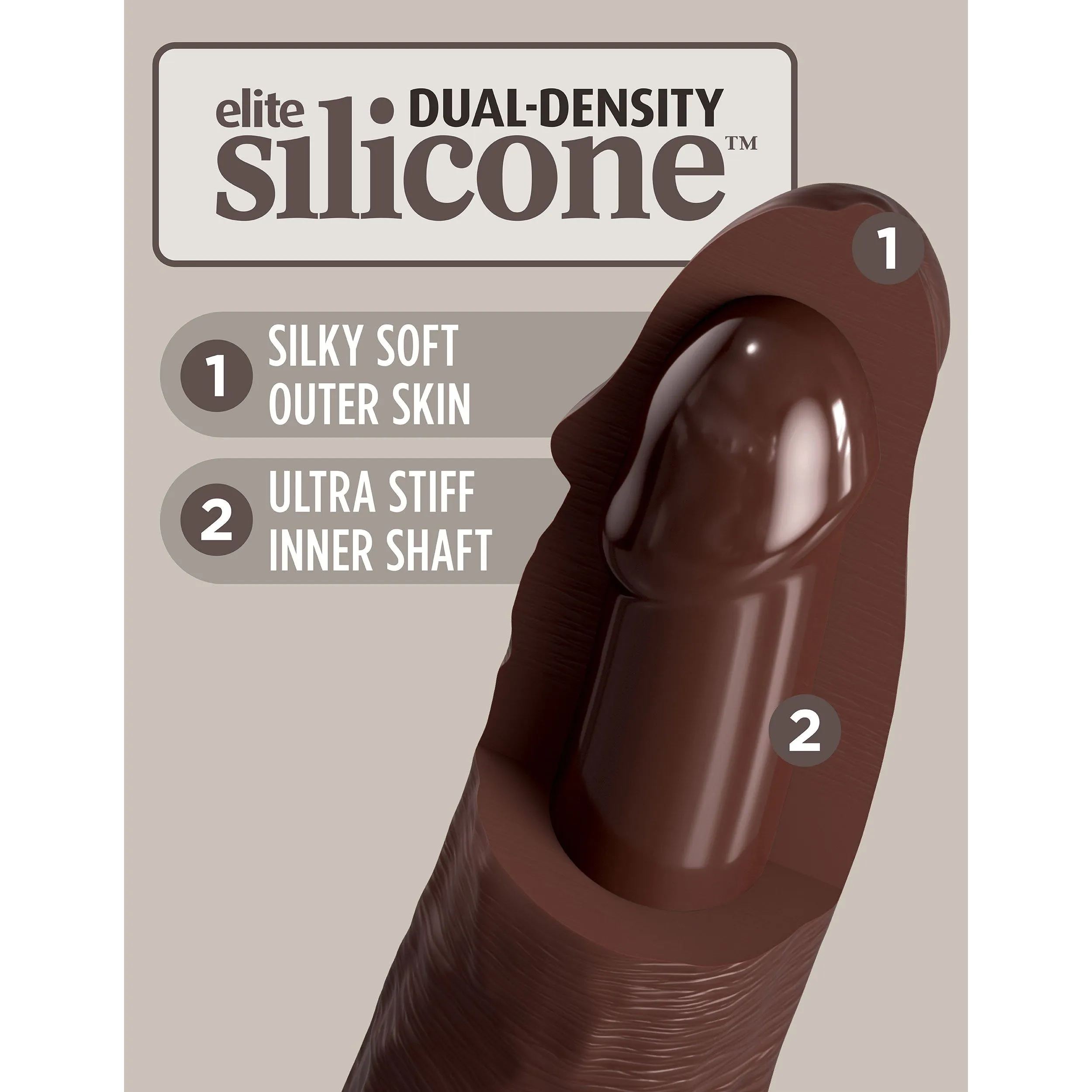 King Cock Elite 11 Inch Silicone Dual Density Cock - Brown