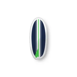 Lime Green, White and Navy Blue Surfboard Shaped Throw Pillow