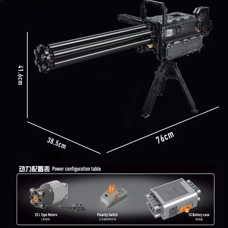 MOC Military Gatling Cannon Gun Weapon Bricks Toy T2036