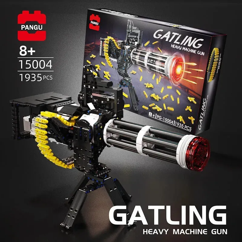 MOC Motorized Gatling Heavy Machine Gun Bricks Toy 15004