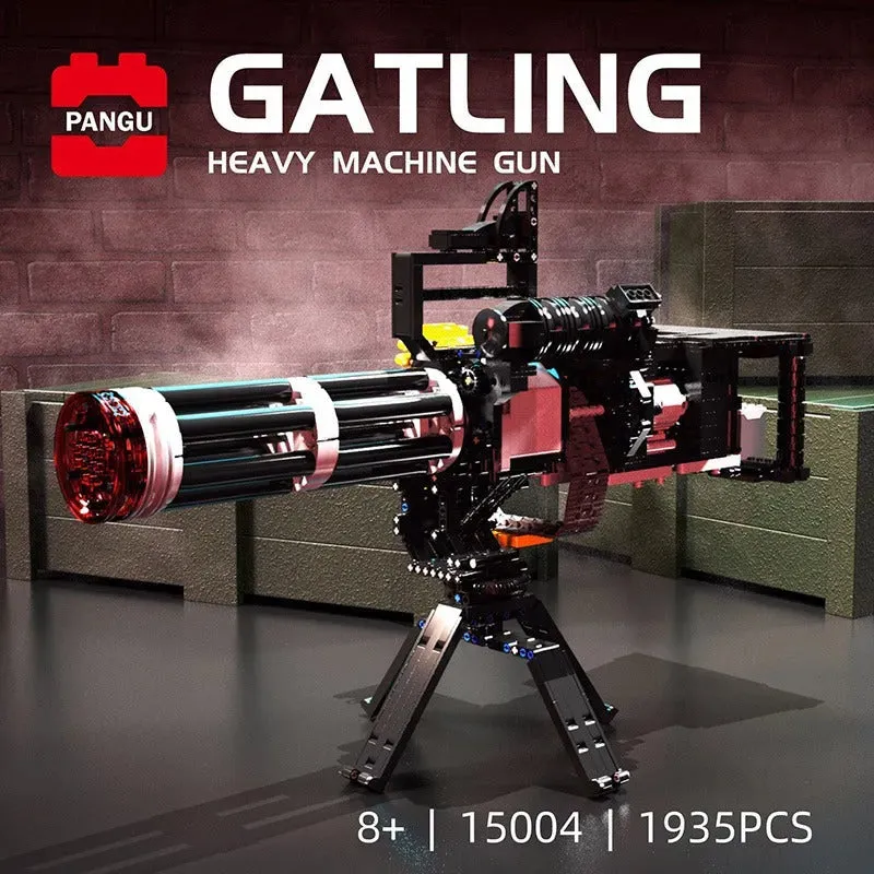 MOC Motorized Gatling Heavy Machine Gun Bricks Toy 15004