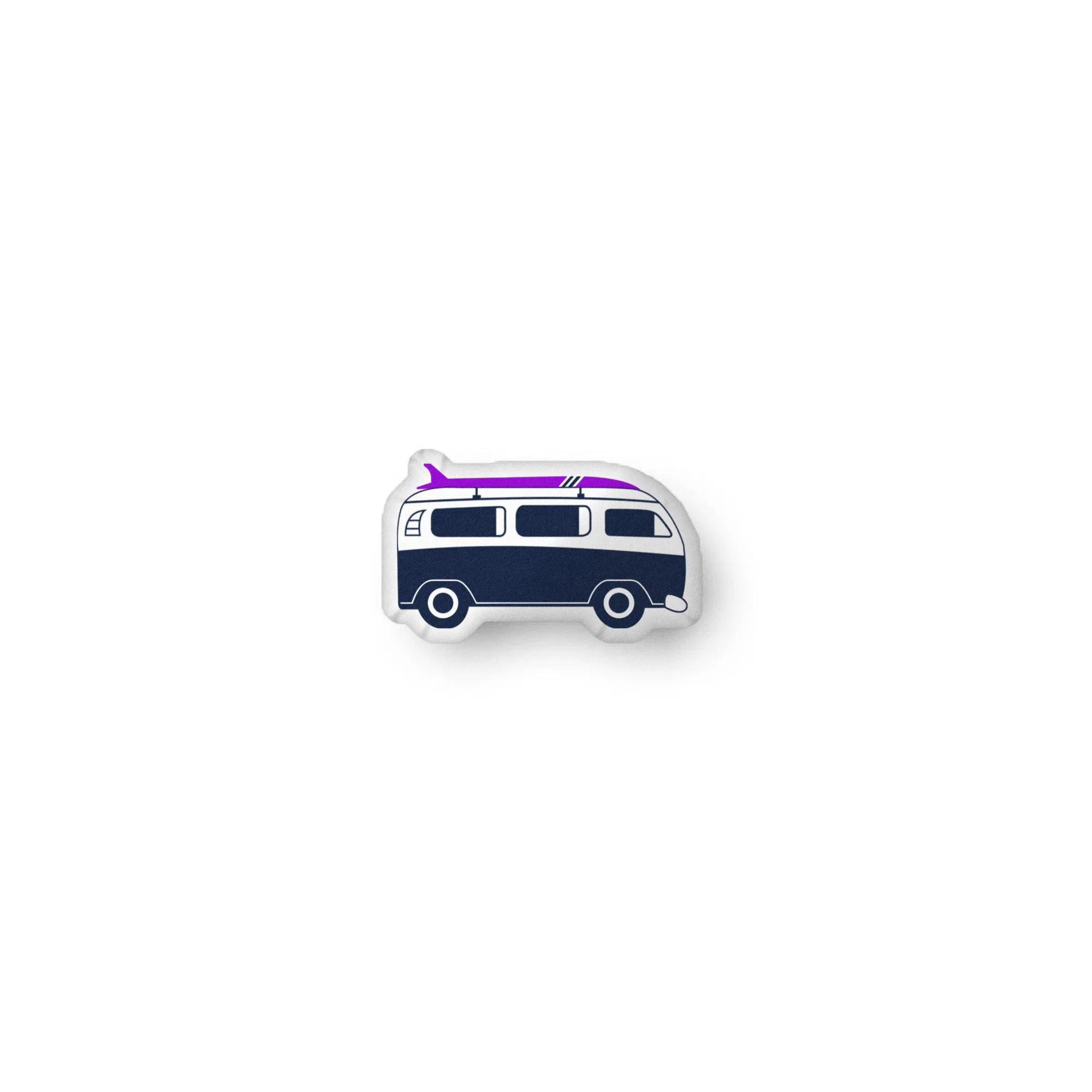 Navy Blue and Purple Surf Bus Shaped Throw Pillow from Surfer Bedding™️