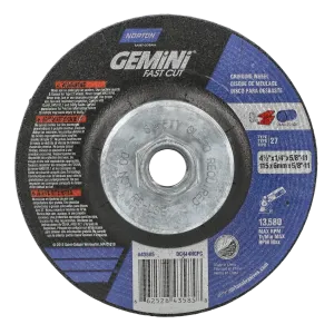 Norton 4-1/2 x 1/4 x 5/8 - 11 In. Gemini FC Grinding Wheel 24 N BDA T27 10 Count