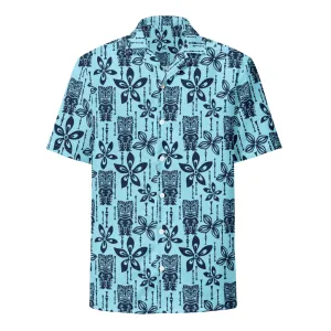 Ocean Blues Vintage Tiki Hawaiian Aloha Shirt