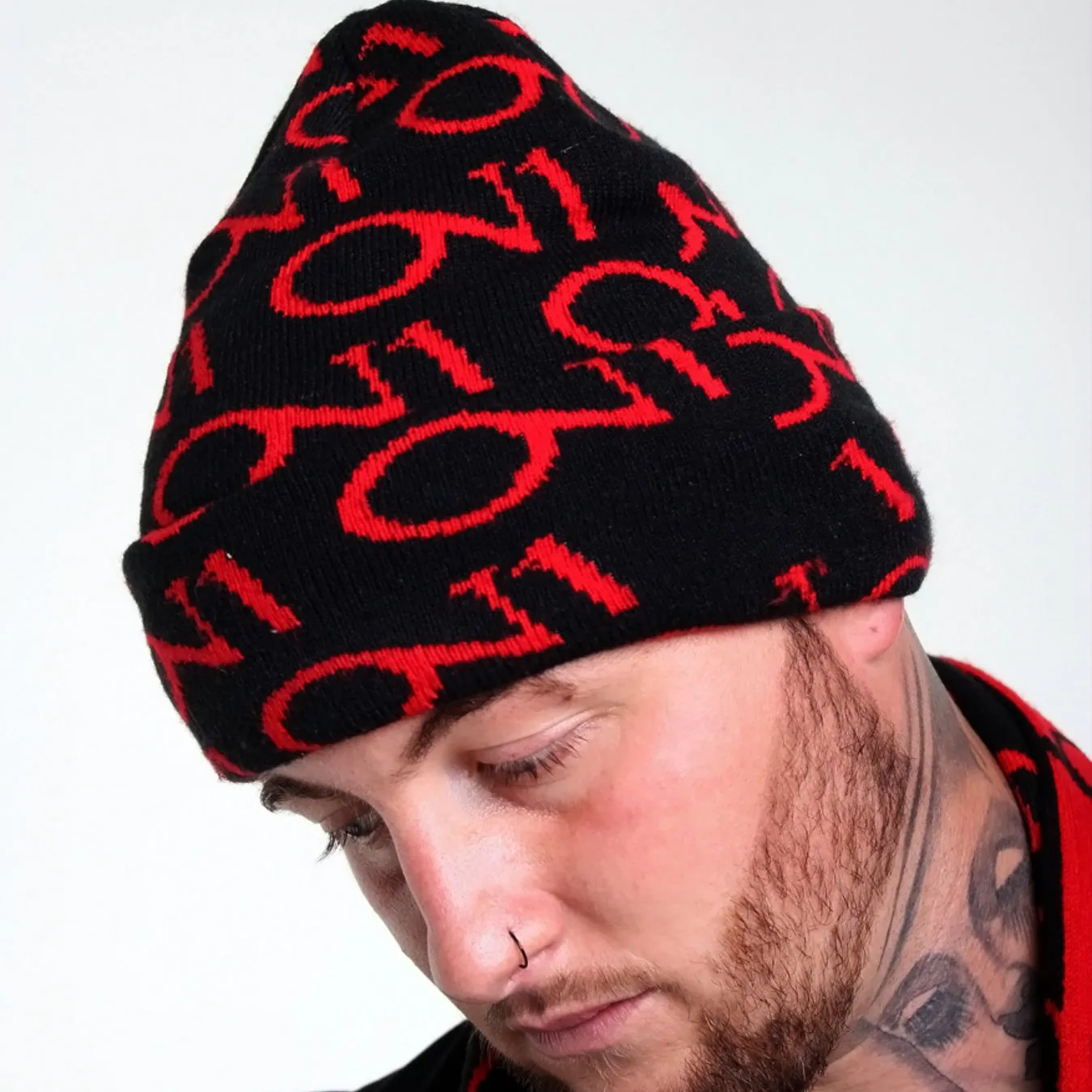 ON1 Beanie And Scarf - Red|Black