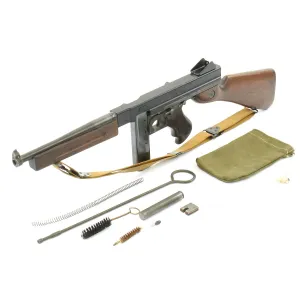 Original U.S. WWII Thompson M1A1 Display Submachine Gun with Original Sling and Accessories