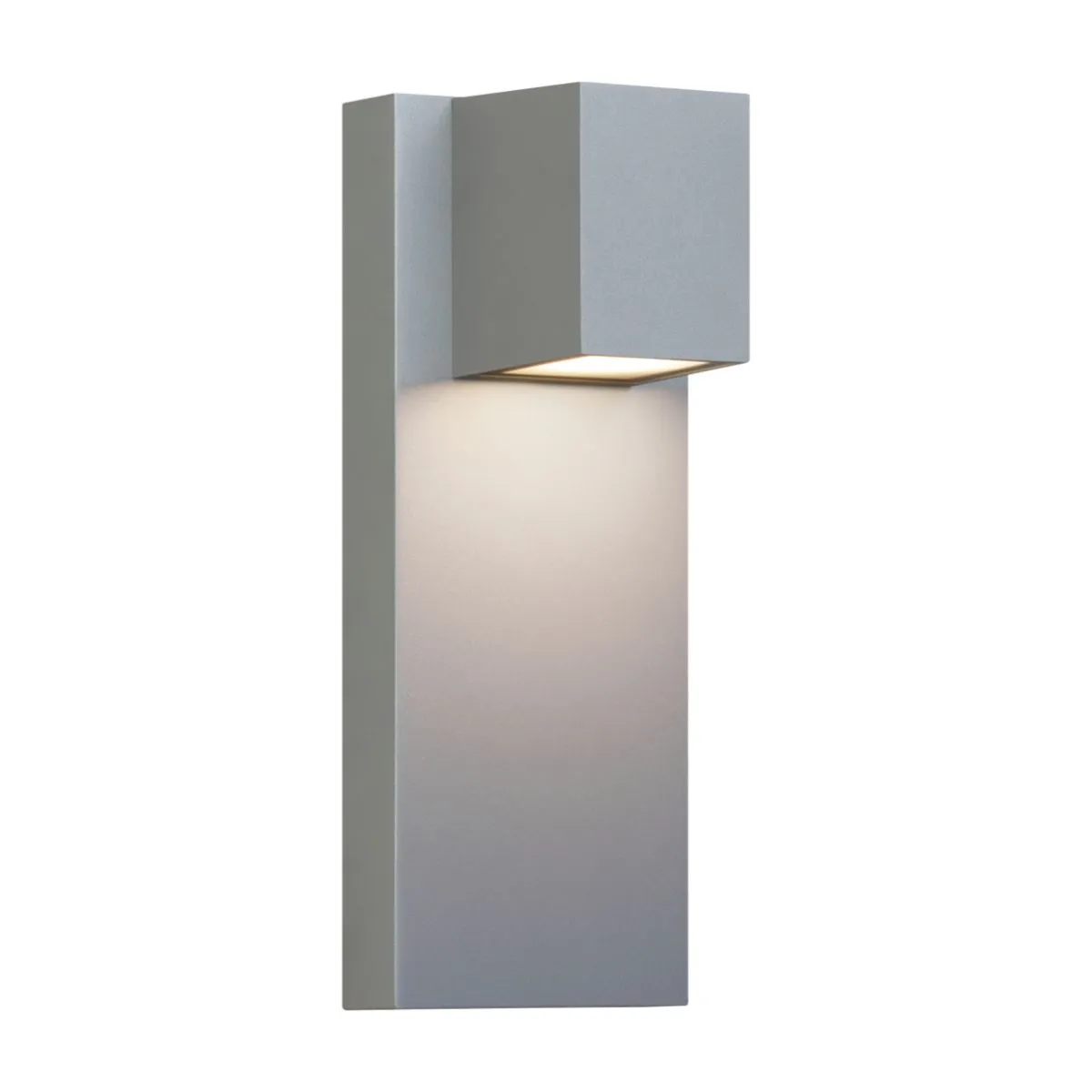 Quadrate 13 In. 2 Lights LED Outdoor Wall Sconce Silver Finish