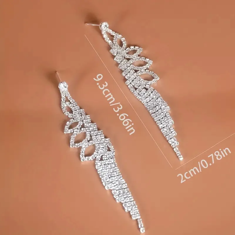 Rhinestone Wing Curtain Earrings