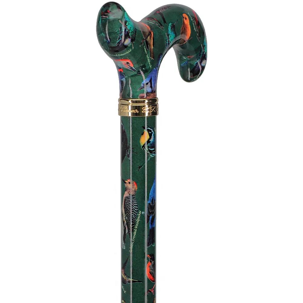 Scratch and Dent American Songbird Designer Adjustable Derby Walking Cane with Engraved Collar V1726