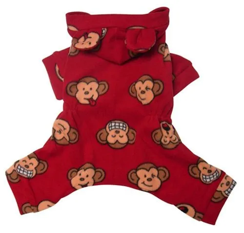 Silly Monkey Fleece Hooded Pajamas - Burgundy