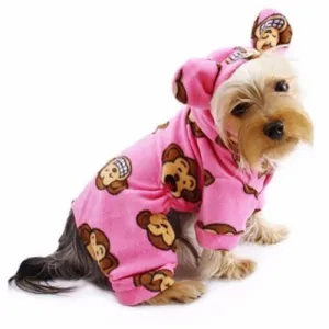 Silly Monkey Fleece Hooded Pajamas - Pink