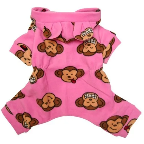 Silly Monkey Fleece Hooded Pajamas - Pink