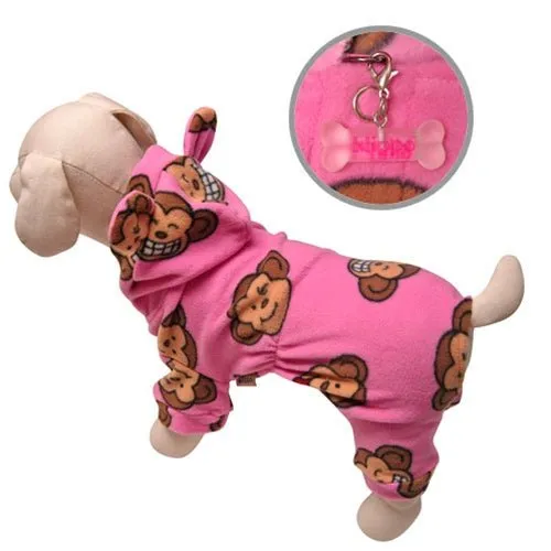 Silly Monkey Fleece Hooded Pajamas - Pink