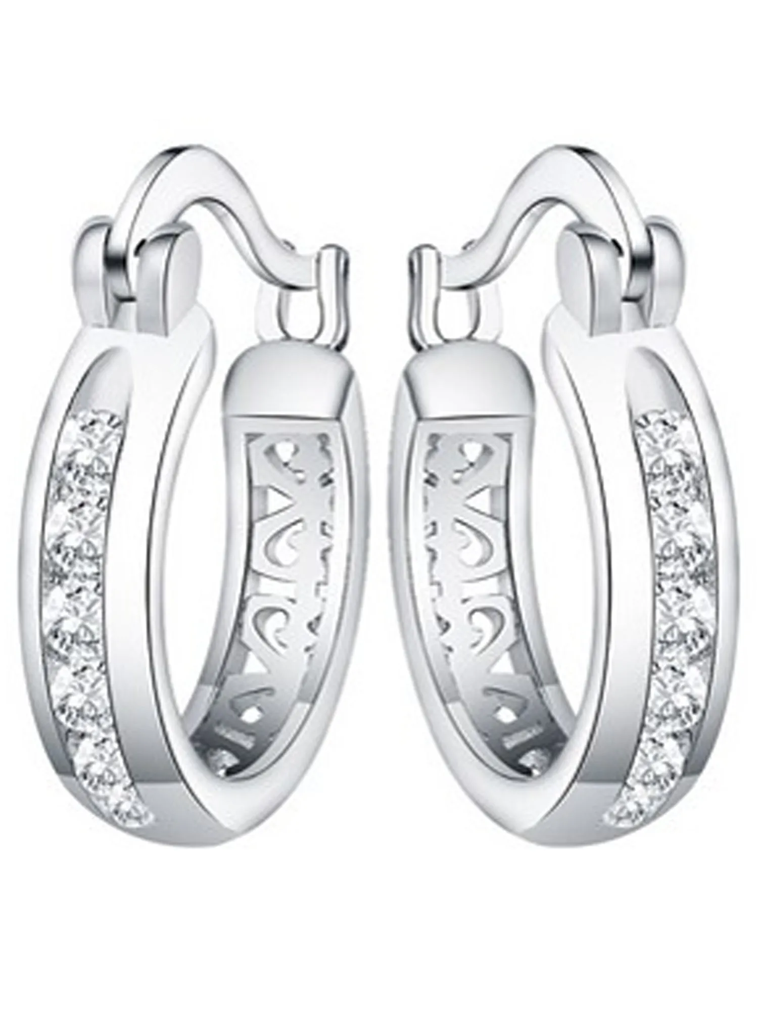 Small Sterling Silver Plated Cubic Zirconia Hoop Earrings