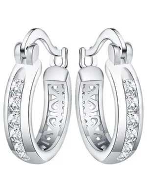 Small Sterling Silver Plated Cubic Zirconia Hoop Earrings