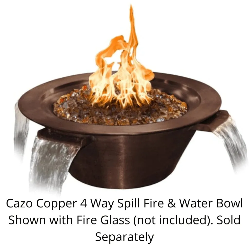 The Outdoor Plus OPT-4W Cazo Hammered Copper 4-Way Spill Round Fire and Water Bowl