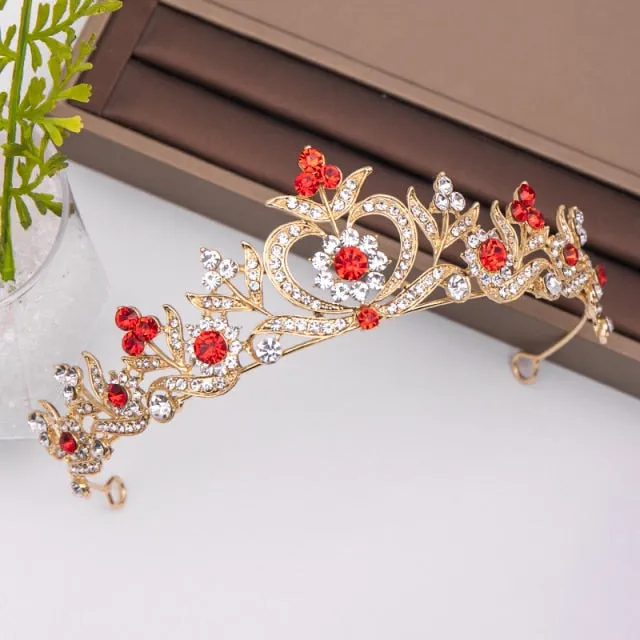 Trendy Rose Gold Rhinestone Crystal Crown Bridal Wedding Hair Accessory