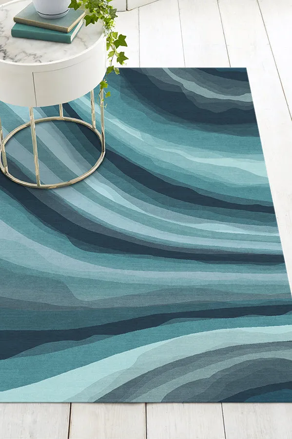 Watercolour Waves Blue Rug