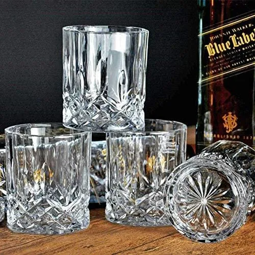 Whiskey Glasses Set of 4 11.5-ounce Stylish Old Fashion Rocks Tumblers Lead-free Glassware for Scotch Bourbon Cognac Brandy Cocktail